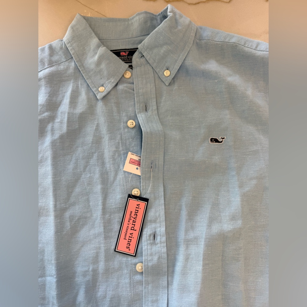 Vineyard Vines Men's Light Blue linen cotton Casual Shirt